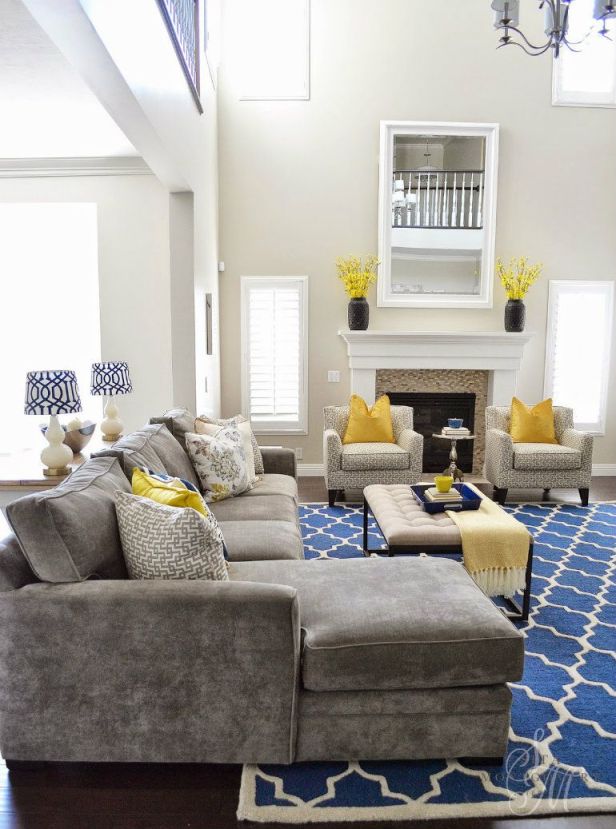 living room ideas: mix blue and yellow  Yellow decor living room